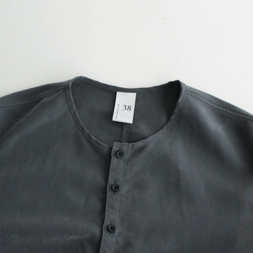 NNCSH | フィブリルレーヨン＆ポリエステル・シャツポプリン ノーカラーセミワイドシャツ #90 SLATE GREY [TG_NC0603SF]