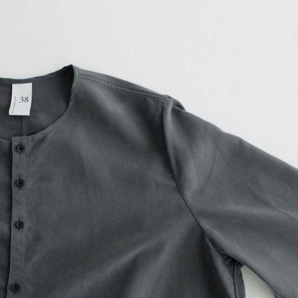 NNCSH | Fibrillar rayon &amp; polyester shirt poplin collarless semi-wide shirt #90 SLATE GRAY [TG_NC0603SF]