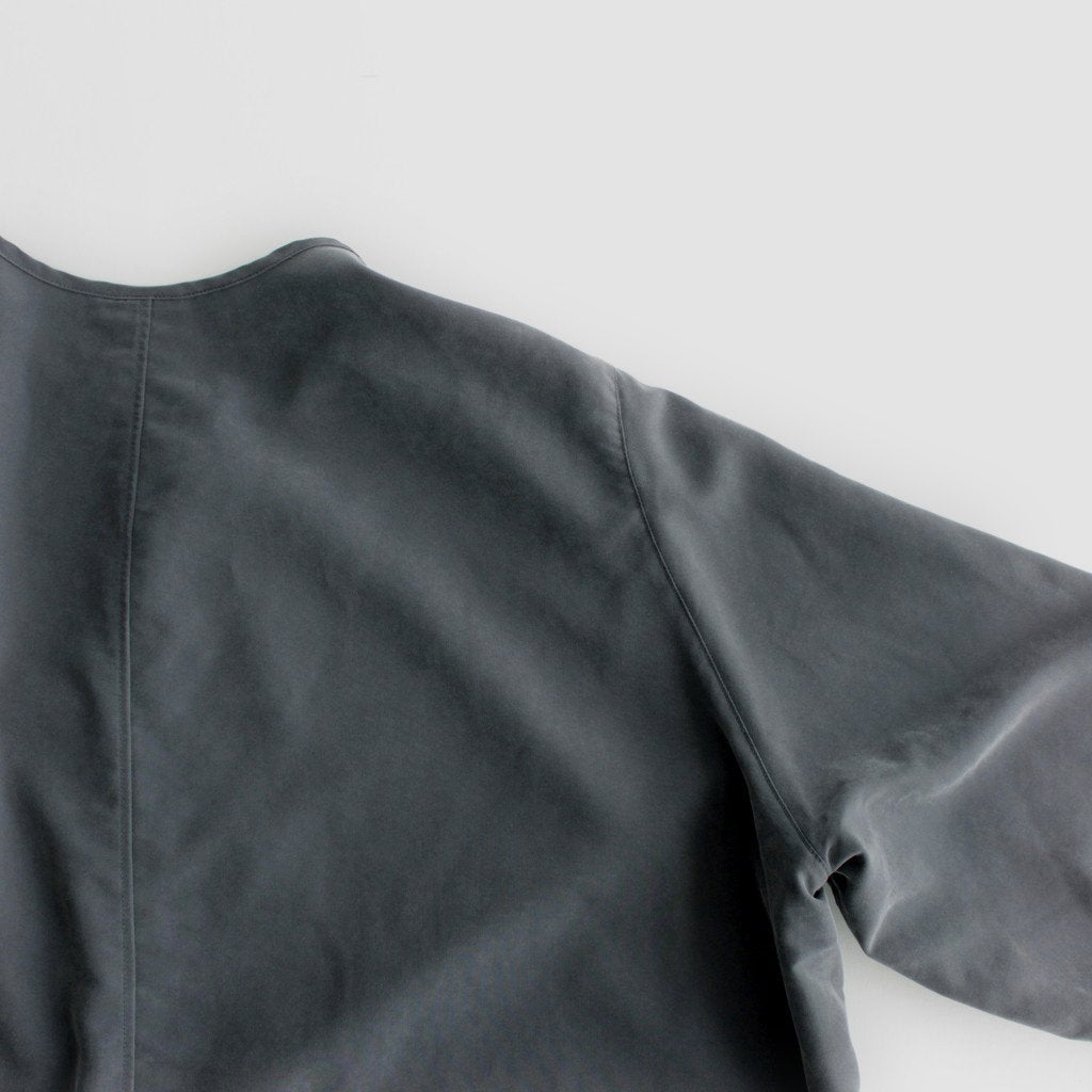 NNCSH | フィブリルレーヨン＆ポリエステル・シャツポプリン ノーカラーセミワイドシャツ #90 SLATE GREY [TG_NC0603SF]