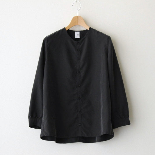 NNCSH | Fibrillar Rayon &amp; Polyester Shirt Poplin Collarless Semi-Wide Shirt #93 SUMIKURO [TG_NC0603SF]