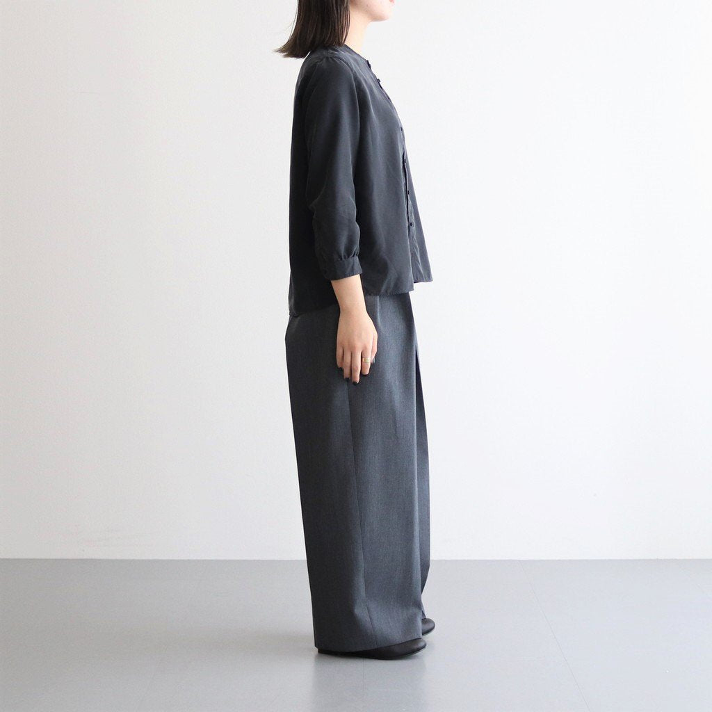 NNCSH | フィブリルレーヨン＆ポリエステル・シャツポプリン ノーカラーセミワイドシャツ #93 SUMIKURO [TG_NC0603SF]