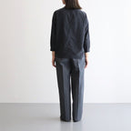 NNCSH | フィブリルレーヨン＆ポリエステル・シャツポプリン ノーカラーセミワイドシャツ #93 SUMIKURO [TG_NC0603SF]