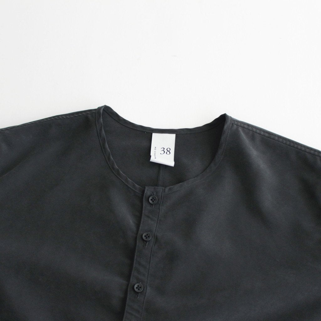 NNCSH | フィブリルレーヨン＆ポリエステル・シャツポプリン ノーカラーセミワイドシャツ #93 SUMIKURO [TG_NC0603SF]