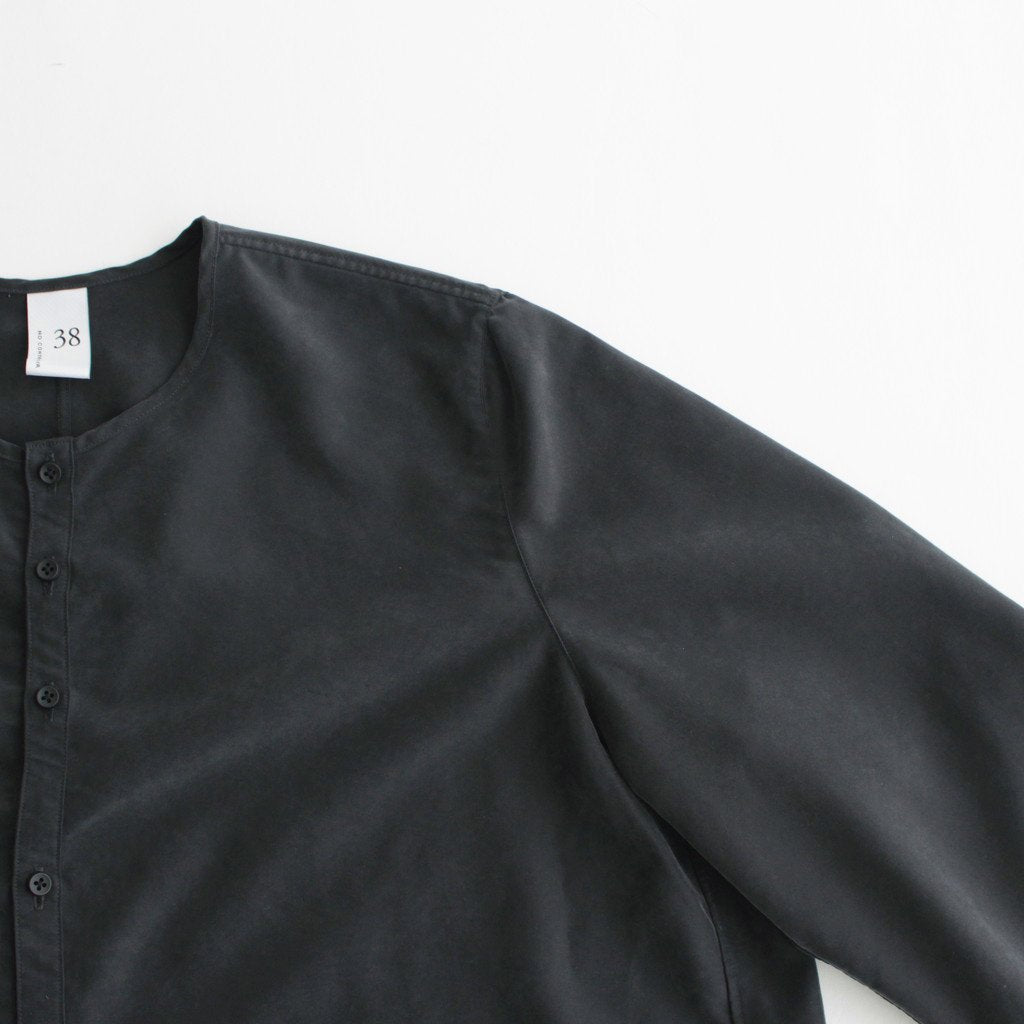 NNCSH | フィブリルレーヨン＆ポリエステル・シャツポプリン ノーカラーセミワイドシャツ #93 SUMIKURO [TG_NC0603SF]