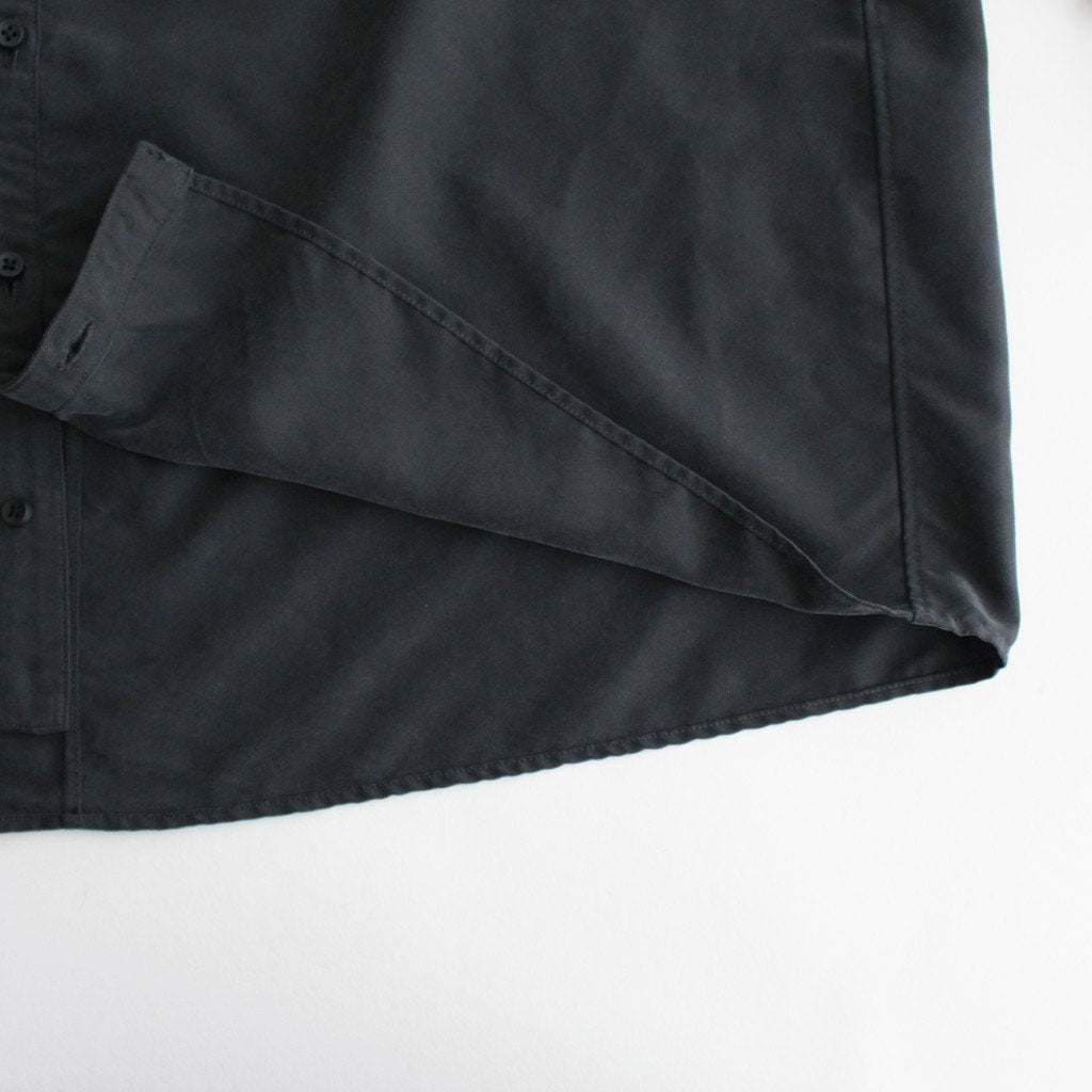 NNCSH | フィブリルレーヨン＆ポリエステル・シャツポプリン ノーカラーセミワイドシャツ #93 SUMIKURO [TG_NC0603SF]