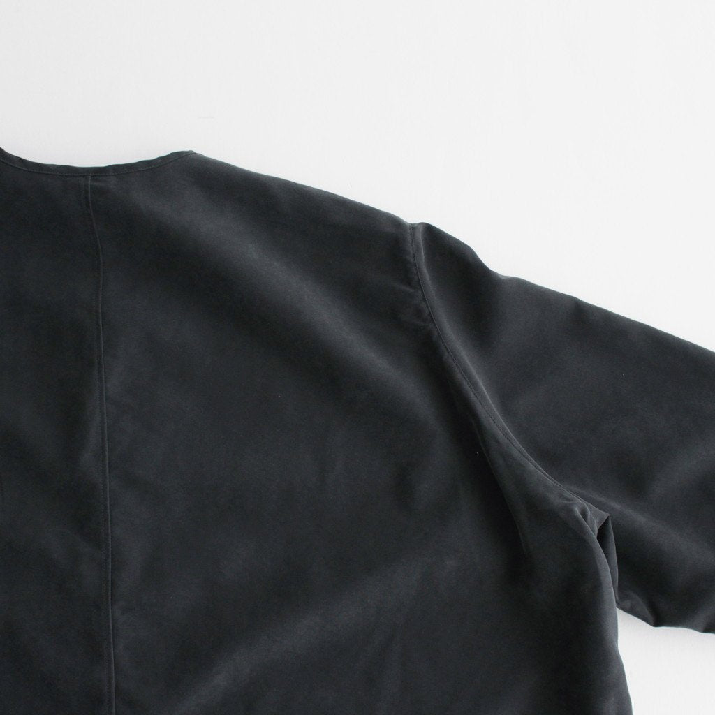 NNCSH | フィブリルレーヨン＆ポリエステル・シャツポプリン ノーカラーセミワイドシャツ #93 SUMIKURO [TG_NC0603SF]