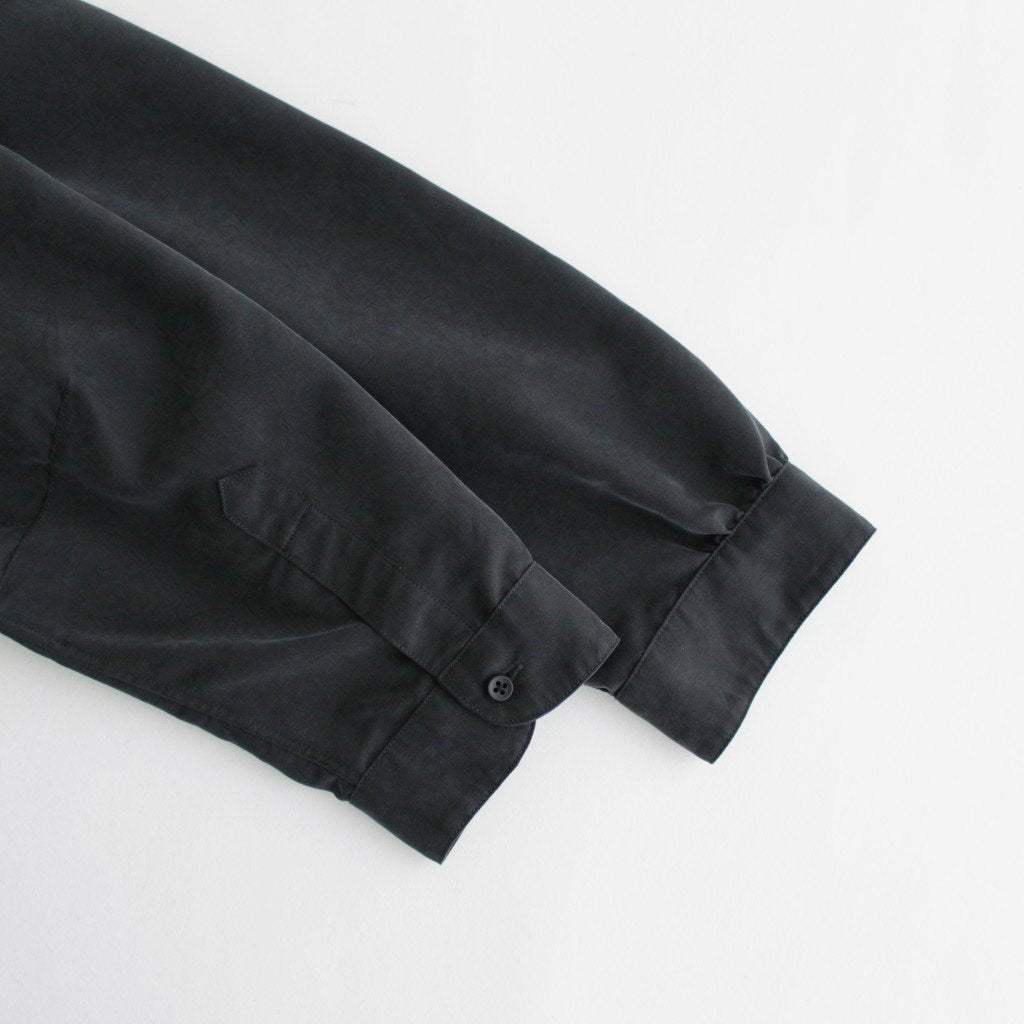 NNCSH | フィブリルレーヨン＆ポリエステル・シャツポプリン ノーカラーセミワイドシャツ #93 SUMIKURO [TG_NC0603SF]