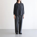 NNCSH | フィブリルレーヨン＆ポリエステル・シャツポプリン ノーカラーセミワイドシャツ #93 SUMIKURO [TG_NC0603SF]