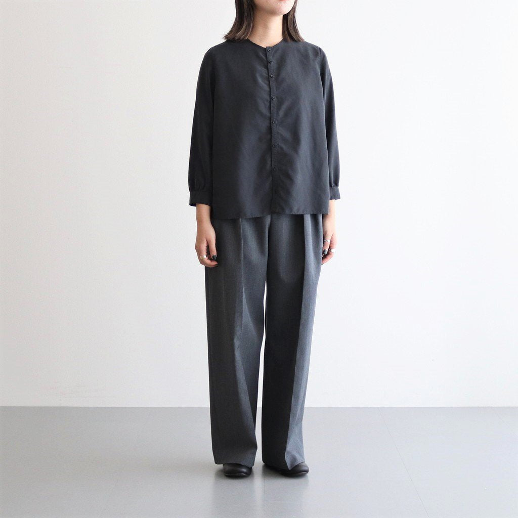 NNCSH | フィブリルレーヨン＆ポリエステル・シャツポプリン ノーカラーセミワイドシャツ #93 SUMIKURO [TG_NC0603SF]