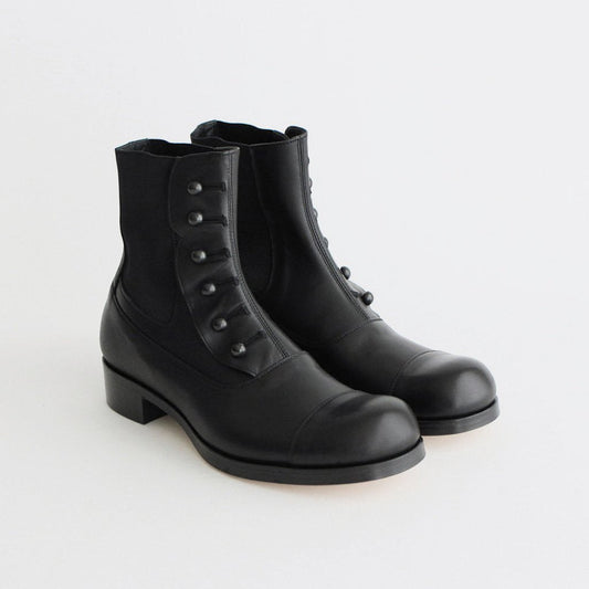 BUTTONED SIDE-GORE BOOTS #BLACK [BSS1712002]