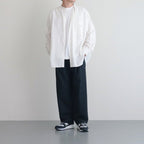 BROAD L/S OVERSIZED BAND COLLAR SHIRT #WHITE [GM224-50032B]