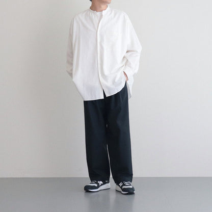 BROAD L/S OVERSIZED BAND COLLAR SHIRT #WHITE [GM224-50032B]