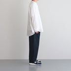 BROAD L/S OVERSIZED BAND COLLAR SHIRT #WHITE [GM224-50032B]