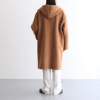 WOOL HERINGBONE PILE HOODED COAT #BROWN [A22AC02WH]