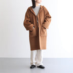 WOOL HERINGBONE PILE HOODED COAT #BROWN [A22AC02WH]