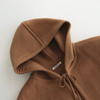 WOOL HERINGBONE PILE HOODED COAT #BROWN [A22AC02WH]