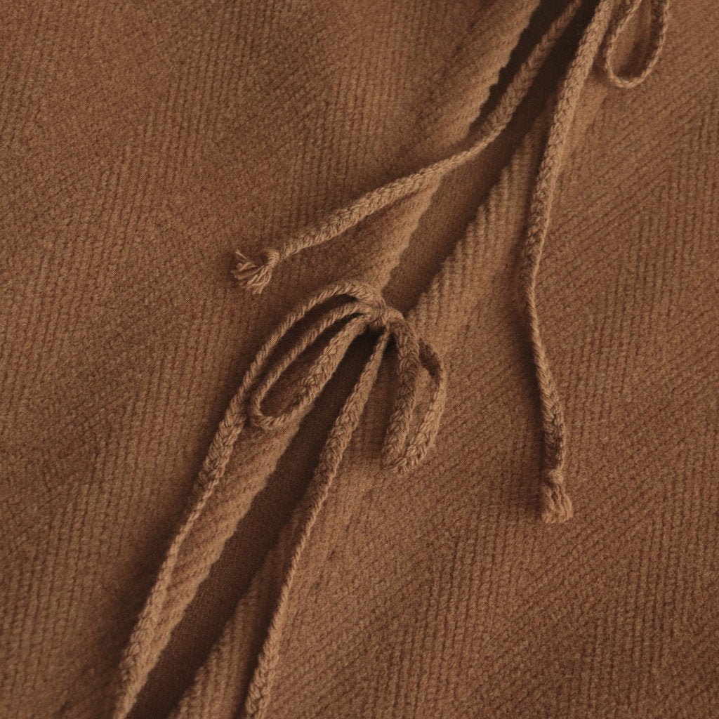 WOOL HERINGBONE PILE HOODED COAT #BROWN [A22AC02WH]