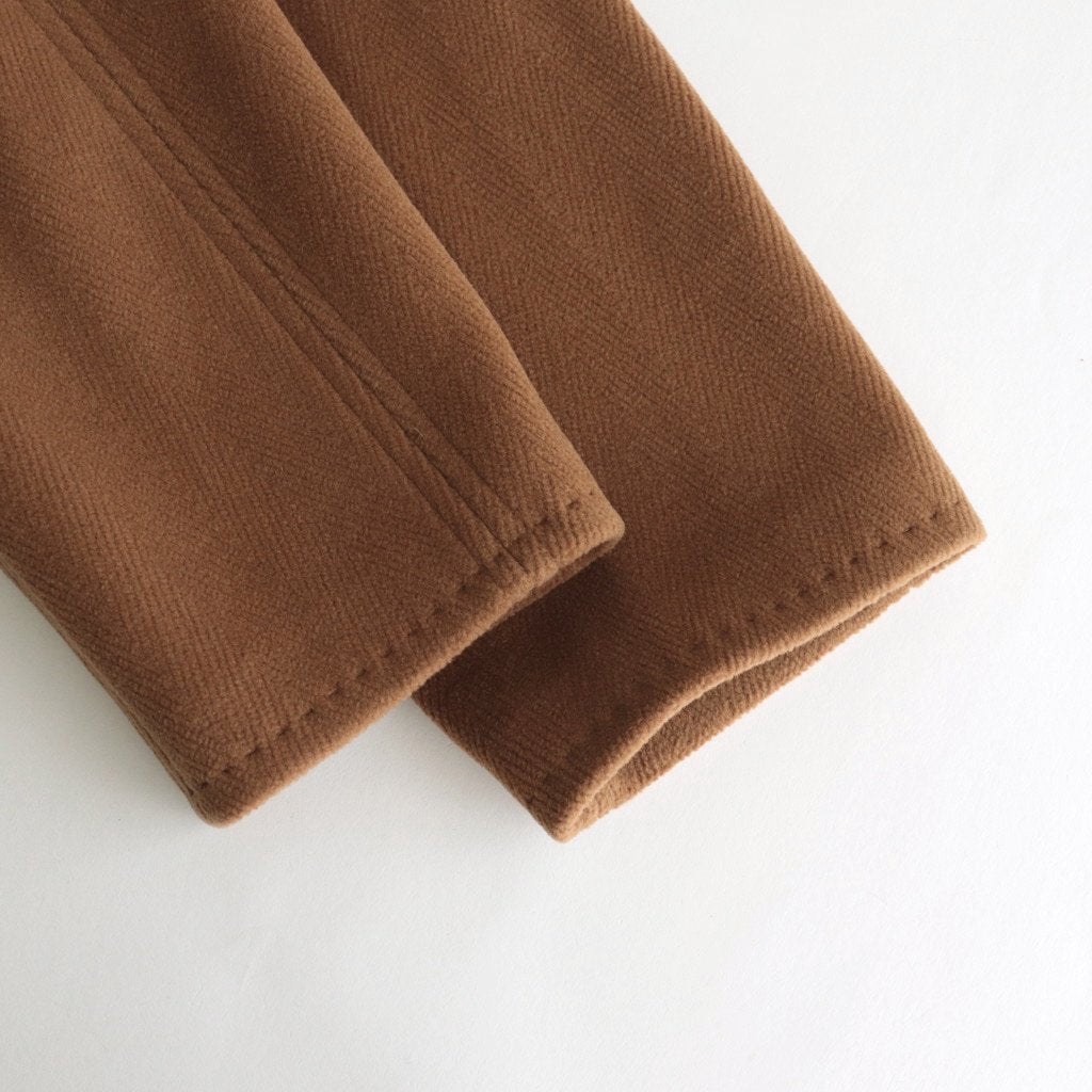 WOOL HERINGBONE PILE HOODED COAT #BROWN [A22AC02WH]