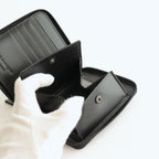 二つ折りZIP財布 - VERY BLACK LEATHER LINE B #BLACK / VERY BLACK [8Z-I021-051-1]