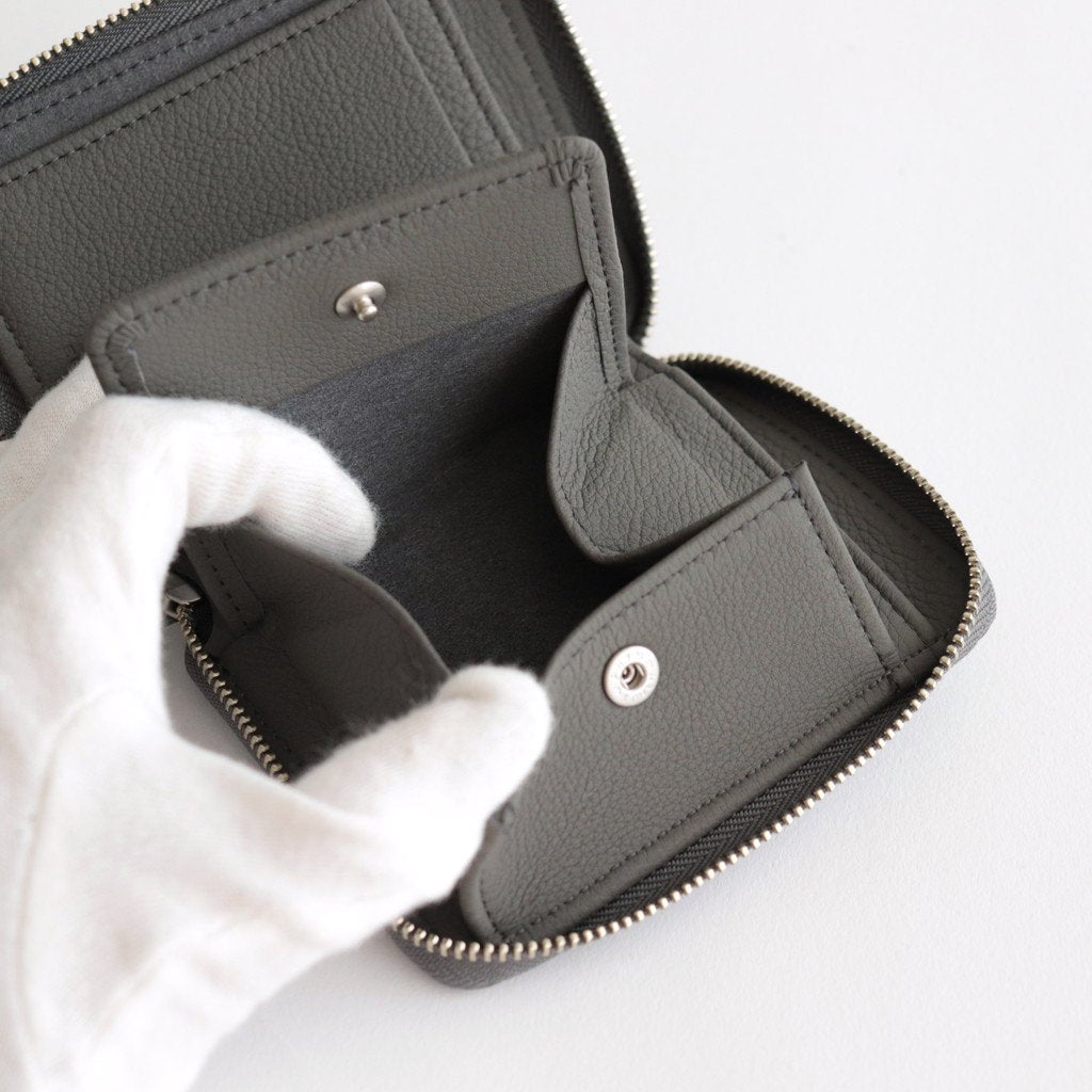 BUBBLE CALF ROUND PALM WALLET #GRAY [L002]