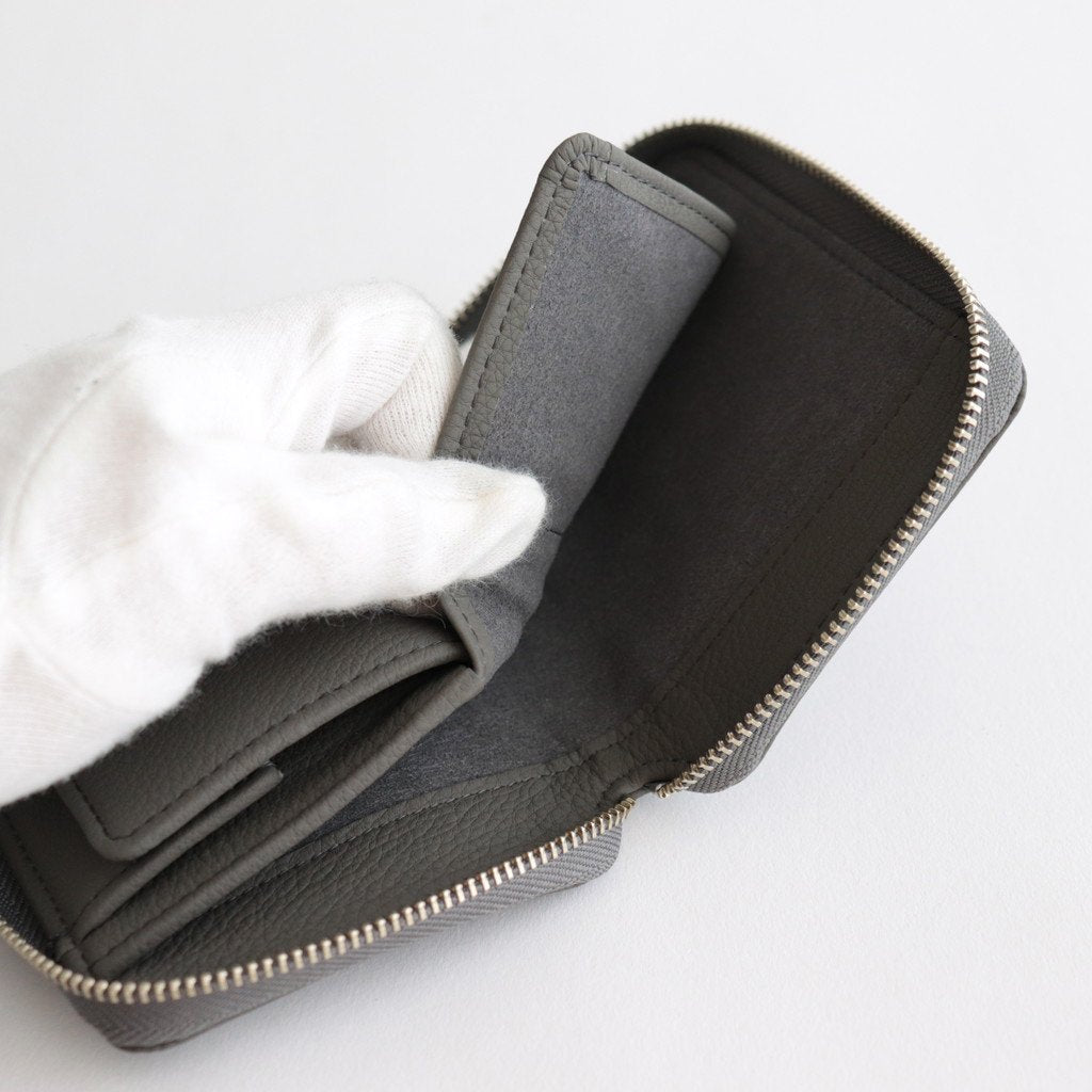 BUBBLE CALF ROUND PALM WALLET #GRAY [L002]