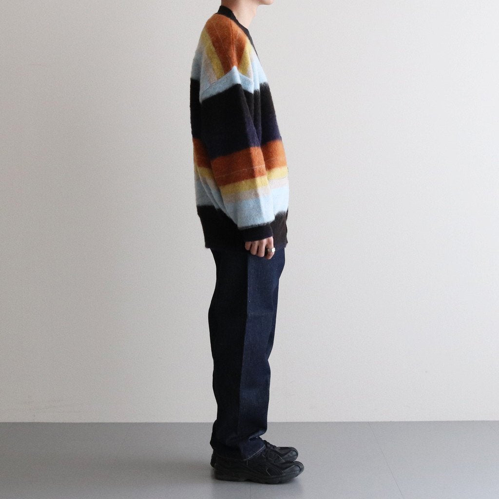 COLOR COMBINATION MOHAIR CARDIGAN #MULTI STRIPES [ST.534-2]