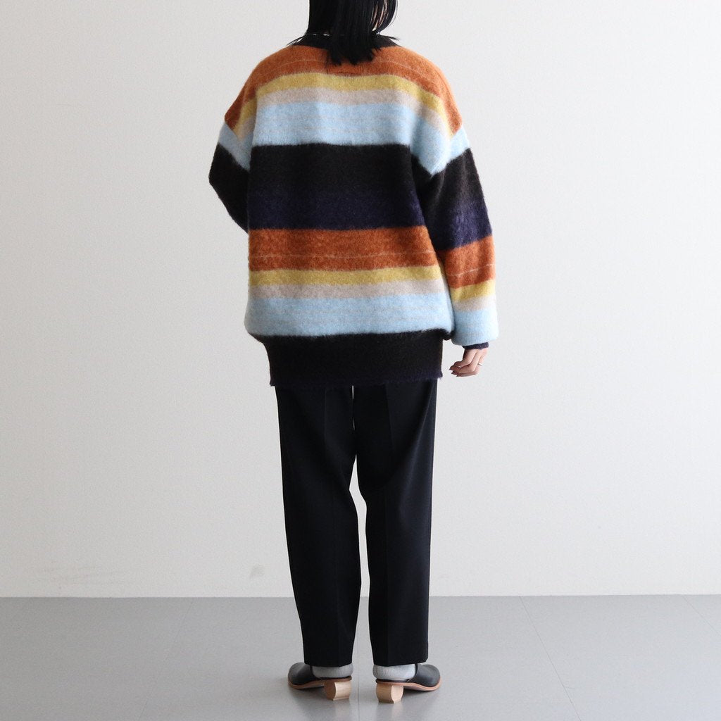 COLOR COMBINATION MOHAIR CARDIGAN #MULTI STRIPES [ST.534-2] _