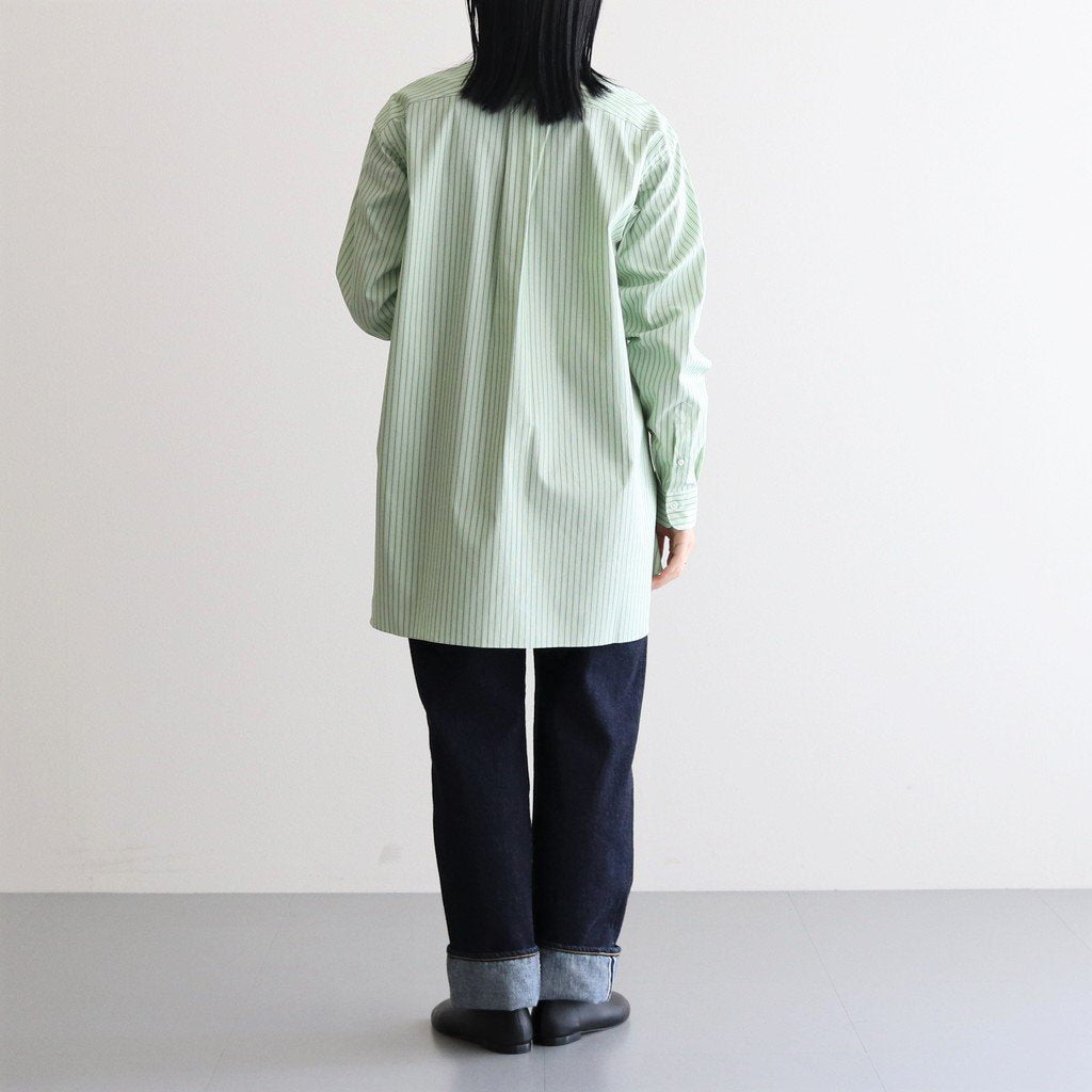 BAND COLLAR SHIRT STRIPE #GREEN [H2301-SH008] _ LENO | リノ – ciacura