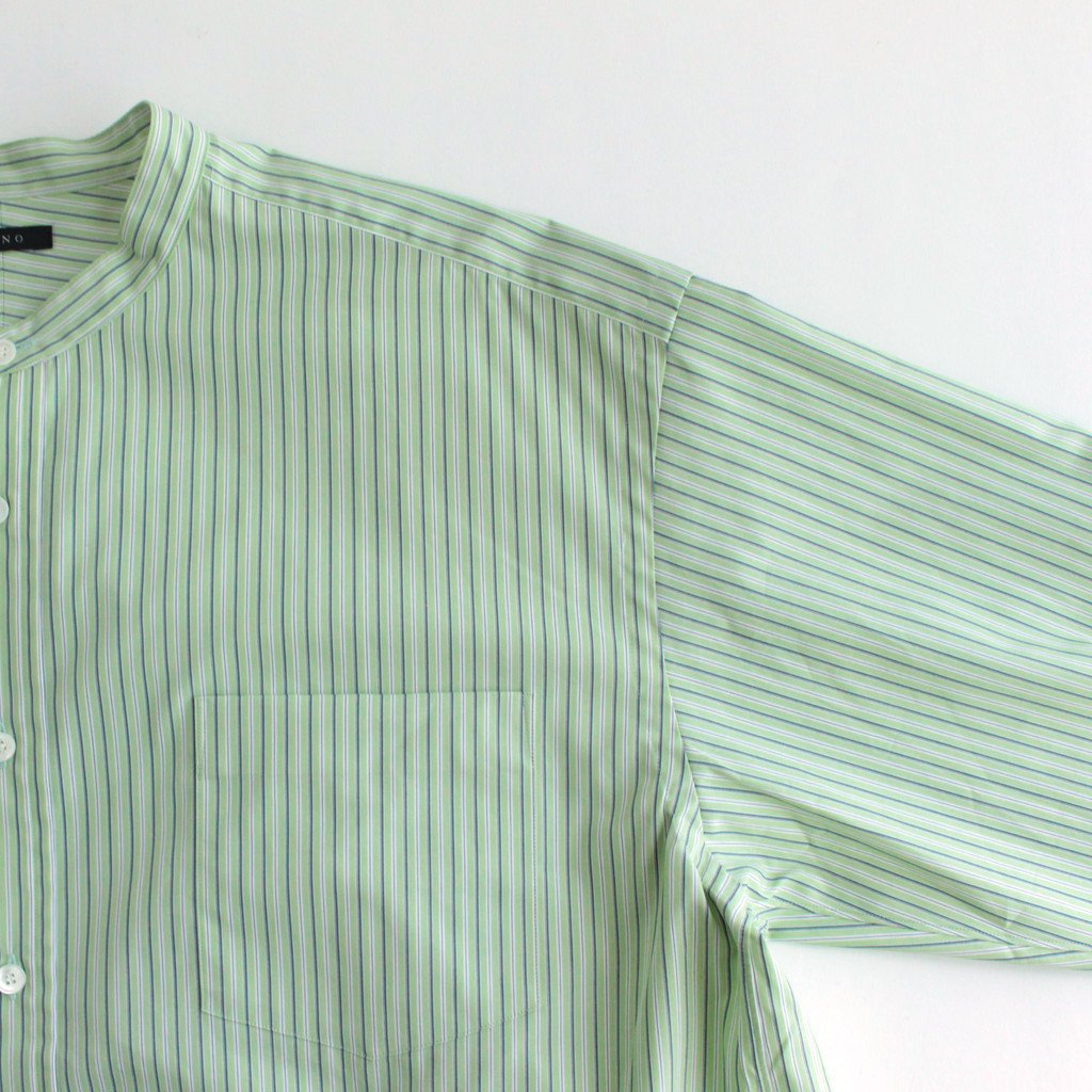 BAND COLLAR SHIRT STRIPE #GREEN [H2301-SH008]