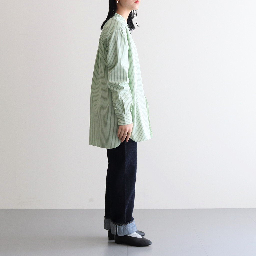 BAND COLLAR SHIRT STRIPE #GREEN [H2301-SH008]