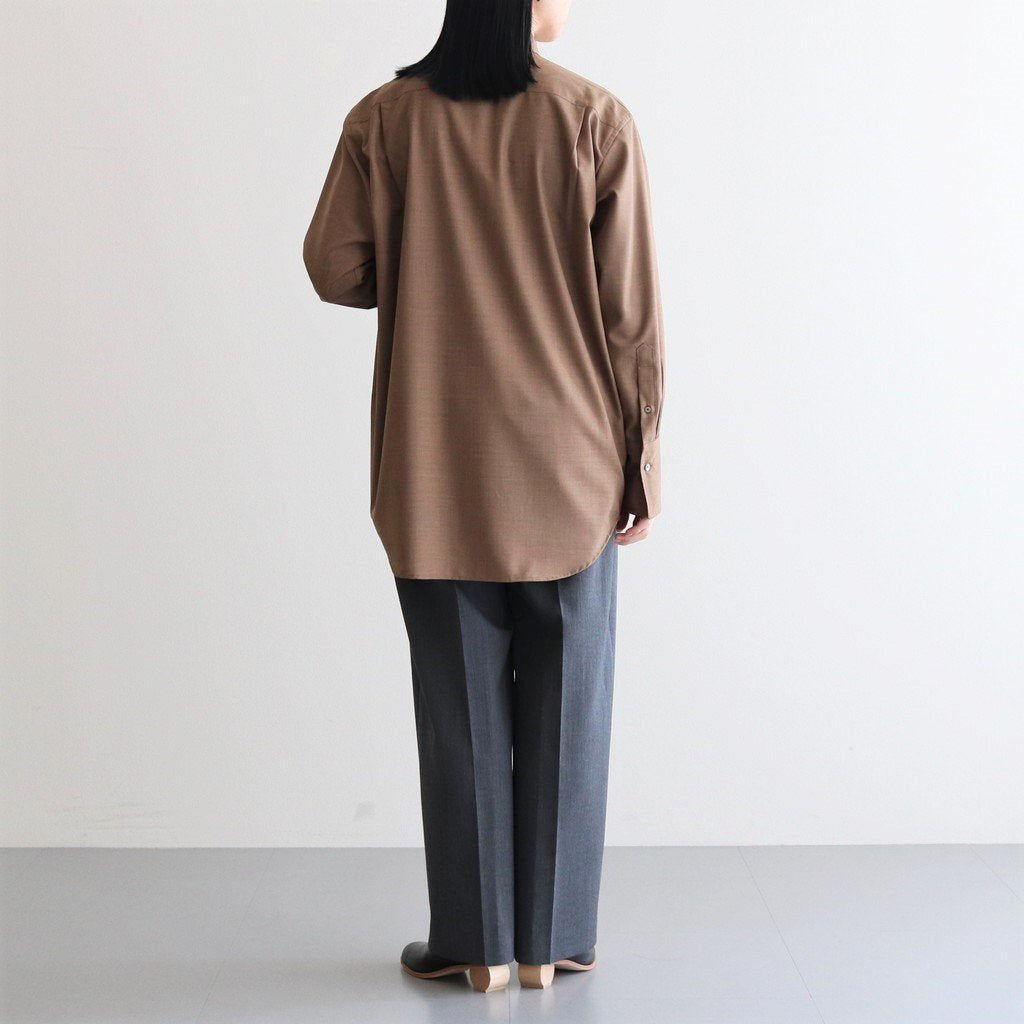 SUPER FINE TROPICAL WOOL SHIRT #TOP BROWN [A23SS07WT]