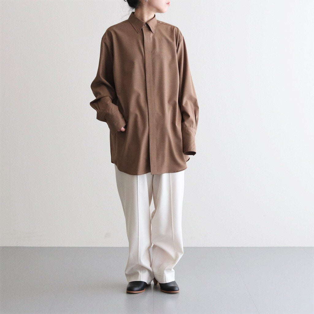 SUPER FINE TROPICAL WOOL SHIRT #TOP BROWN [A23SS07WT]