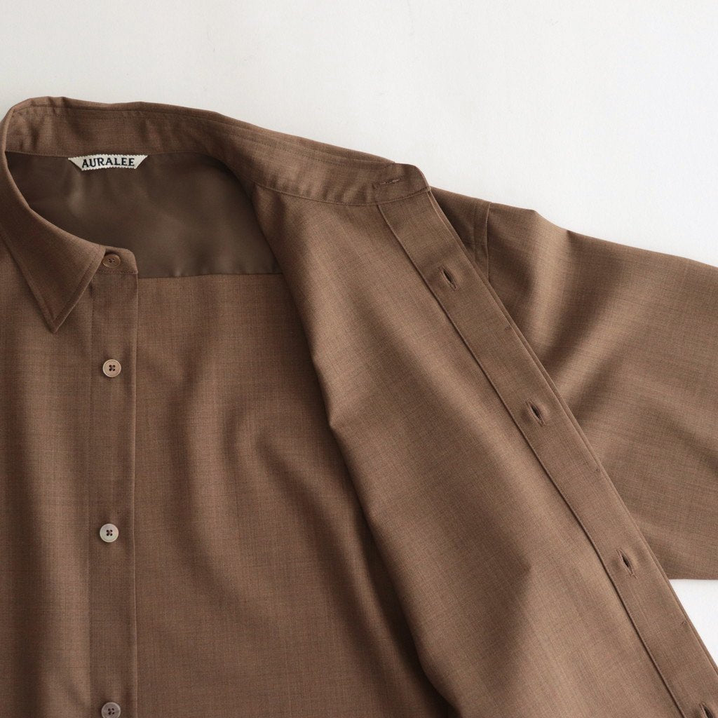 SUPER FINE TROPICAL WOOL SHIRT #TOP BROWN [A23SS07WT] _