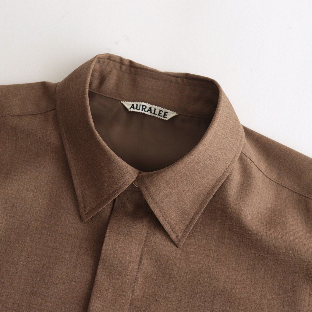 SUPER FINE TROPICAL WOOL SHIRT #TOP BROWN [A23SS07WT]