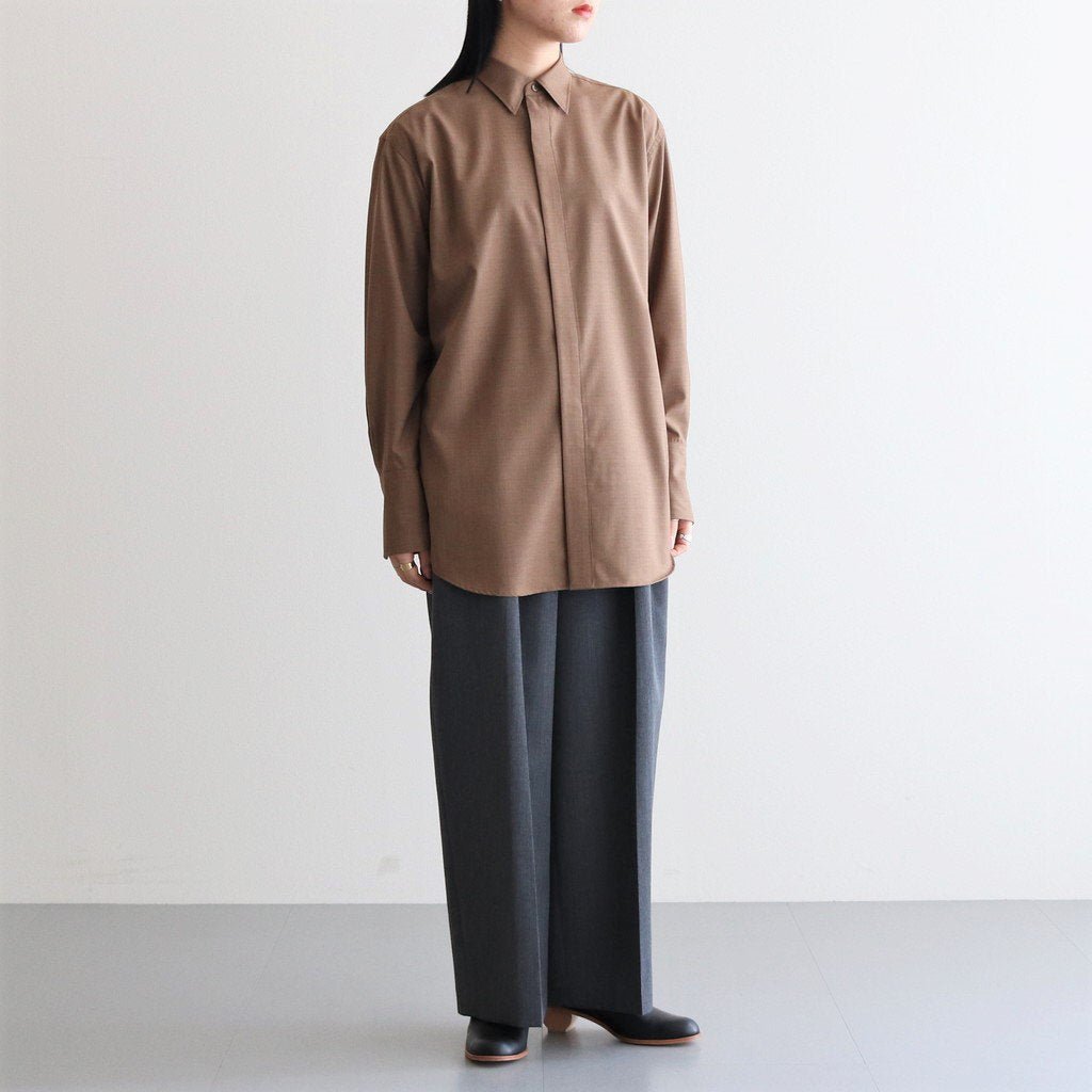 SUPER FINE TROPICAL WOOL SHIRT #TOP BROWN [A23SS07WT]