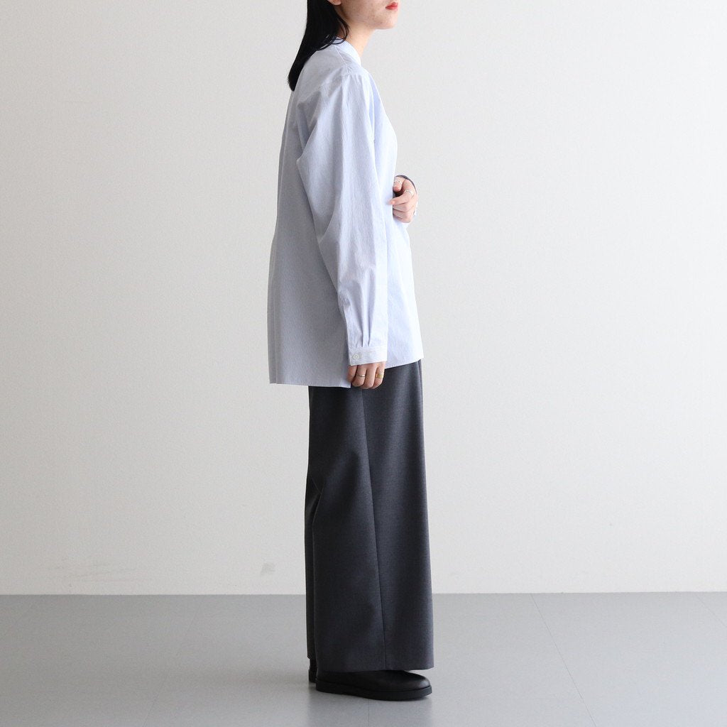 GIZA STRIPE BAND COLLOR SHIRT #BLUE STRIPE [BLAGSM1002]