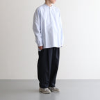 GIZA STRIPE BAND COLLOR SHIRT #BLUE STRIPE [BLAGSM1002]