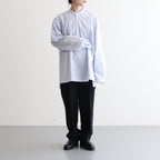 GIZA STRIPE BAND COLLOR SHIRT #BLUE STRIPE [BLAGSM1002]