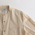 BUTTON SHIRT STAND COLLAR P/O LONG #NATURAL ST [43104]
