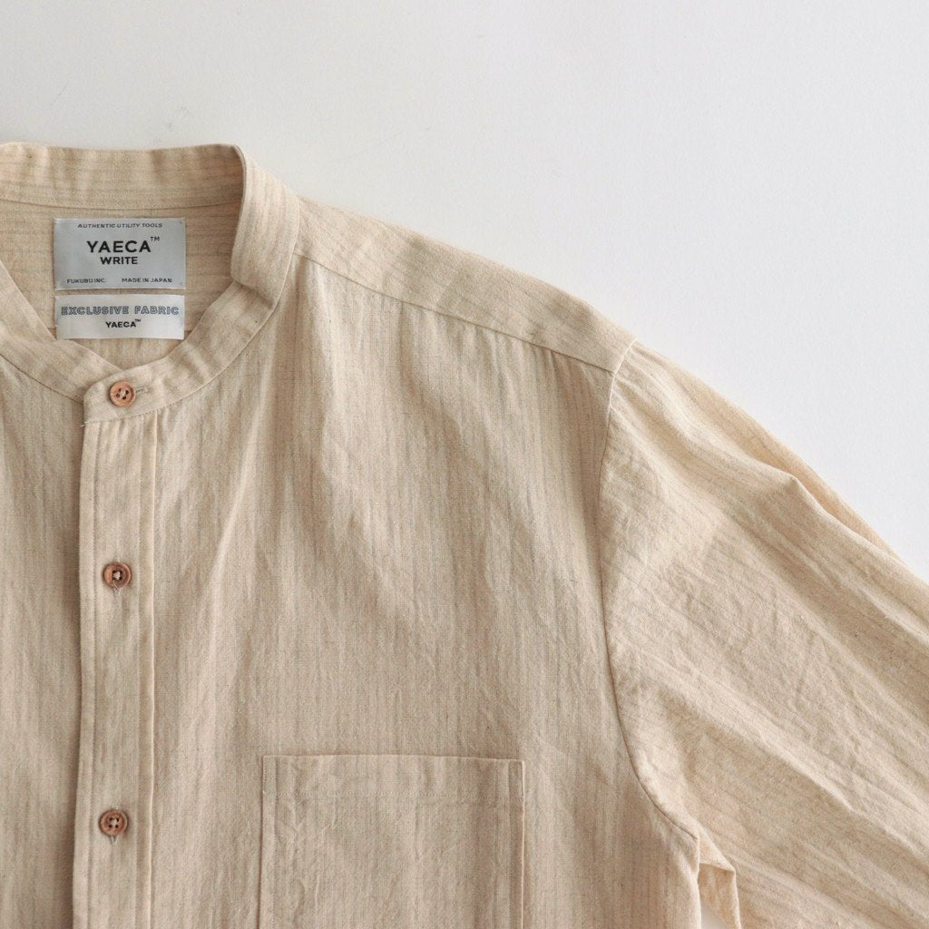 BUTTON SHIRT STAND COLLAR P/O LONG #NATURAL ST [43104]