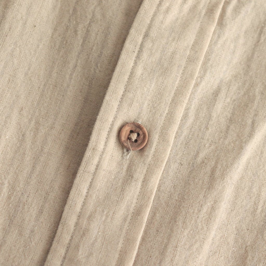 BUTTON SHIRT STAND COLLAR P/O LONG #NATURAL ST [43104]