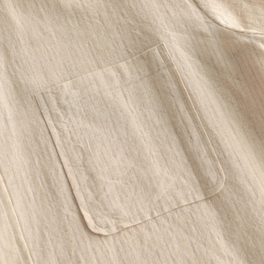 BUTTON SHIRT STAND COLLAR P/O LONG #NATURAL ST [43104]