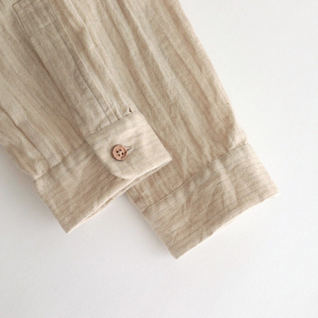 BUTTON SHIRT STAND COLLAR P/O LONG #NATURAL ST [43104]