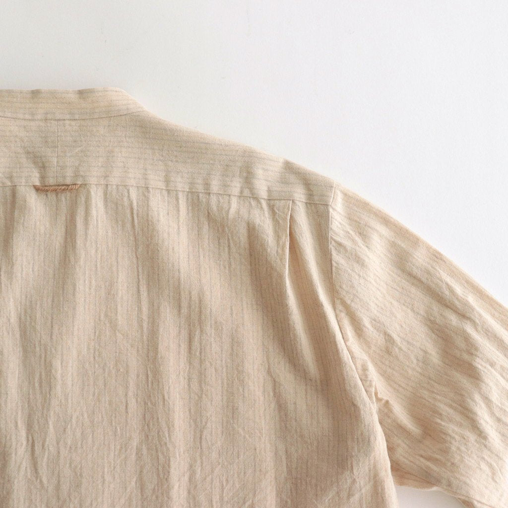 BUTTON SHIRT STAND COLLAR P/O LONG #NATURAL ST [43104]