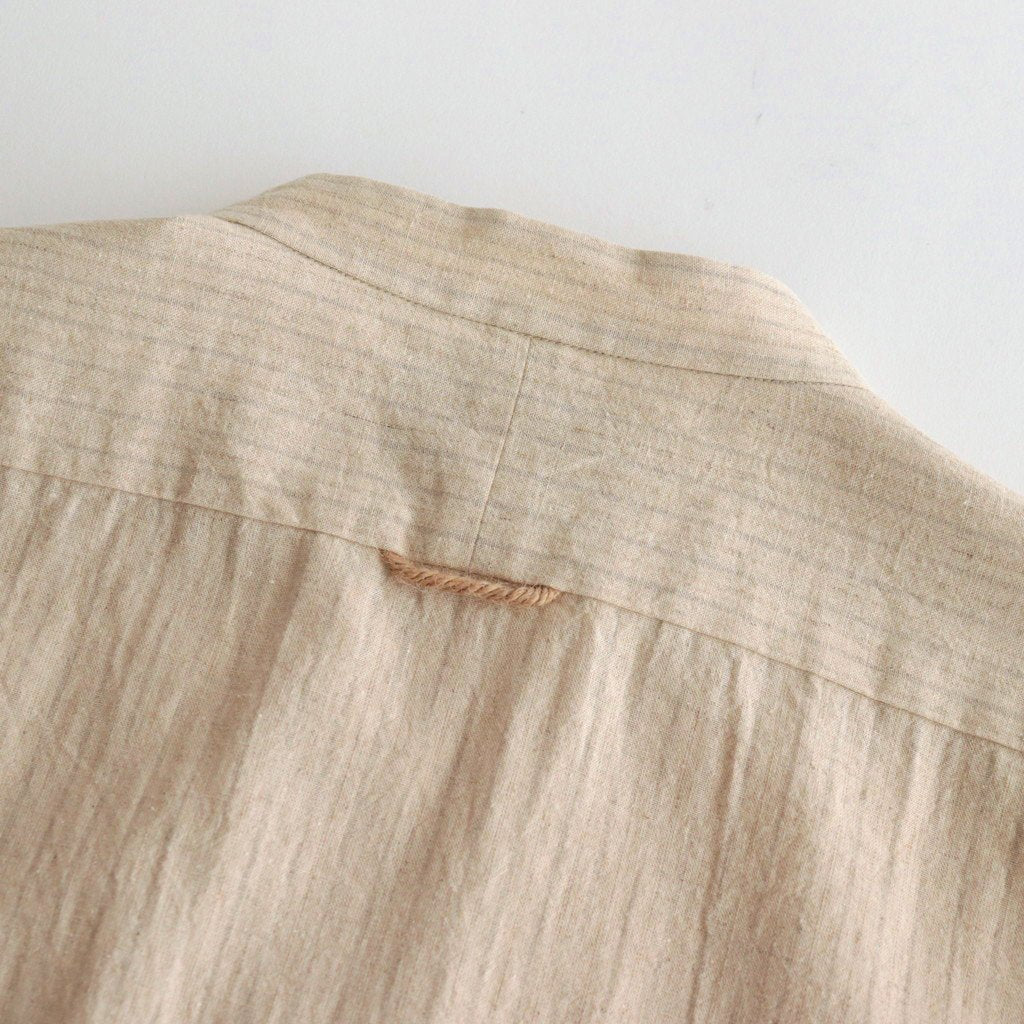 BUTTON SHIRT STAND COLLAR P/O LONG #NATURAL ST [43104]