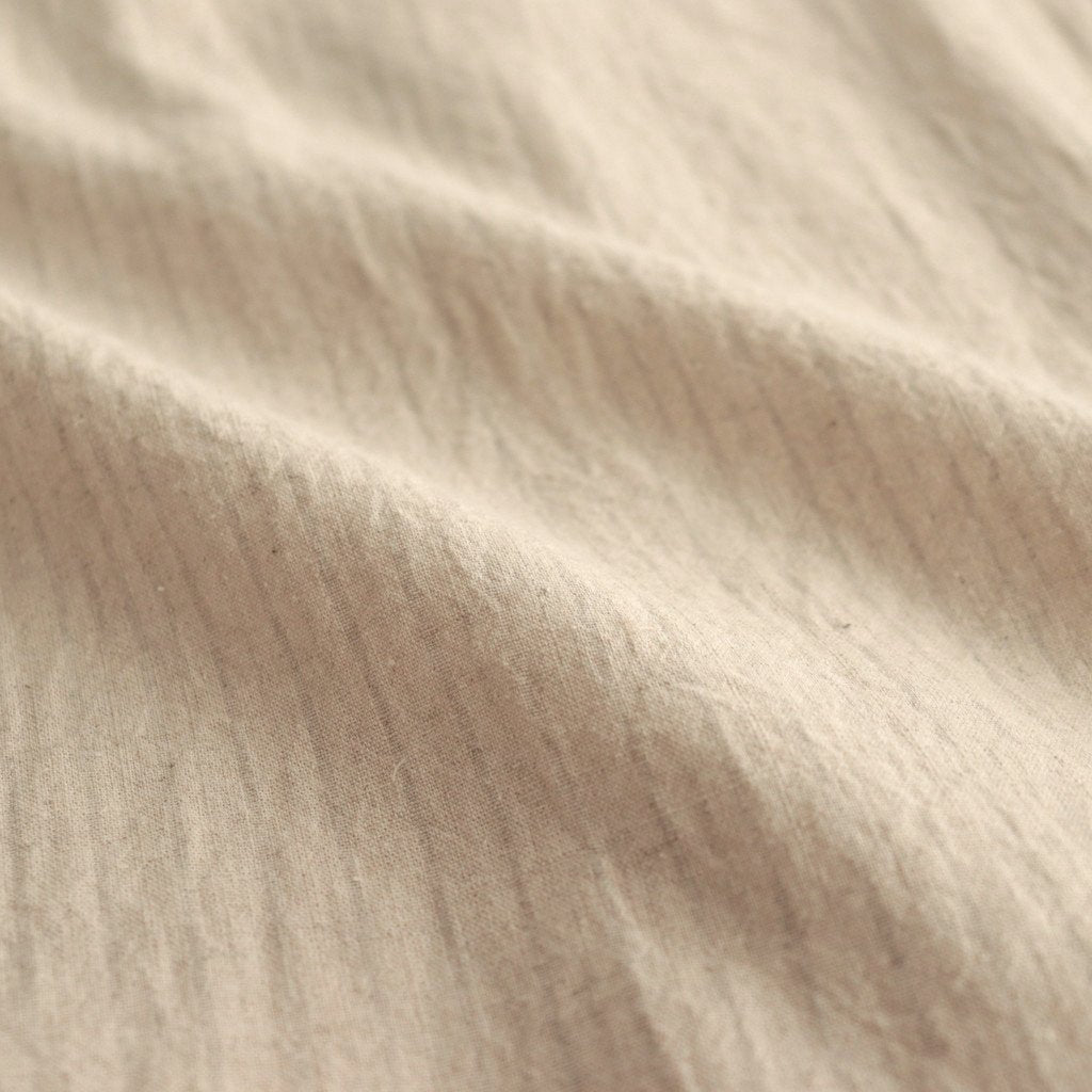 BUTTON SHIRT STAND COLLAR P/O LONG #NATURAL ST [43104]