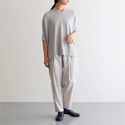 NRBO6T | マットポリエステル リブライクニット 6分袖Tシャツ #LIGHT GREY [GE_NC0404T6]