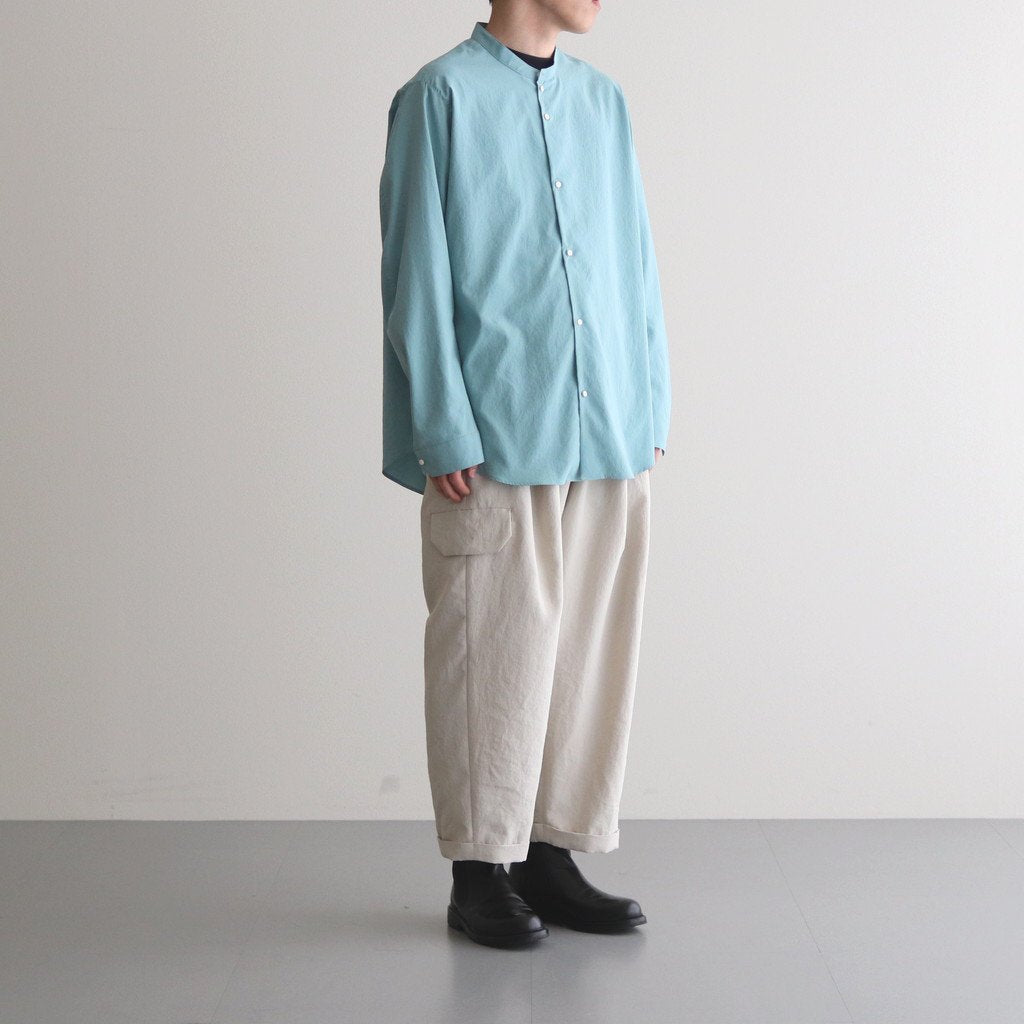 NMCSH | マットポリエステル・タイプライター マオカラーセミワイドシャツ #MINT [GE_NC0103SF]