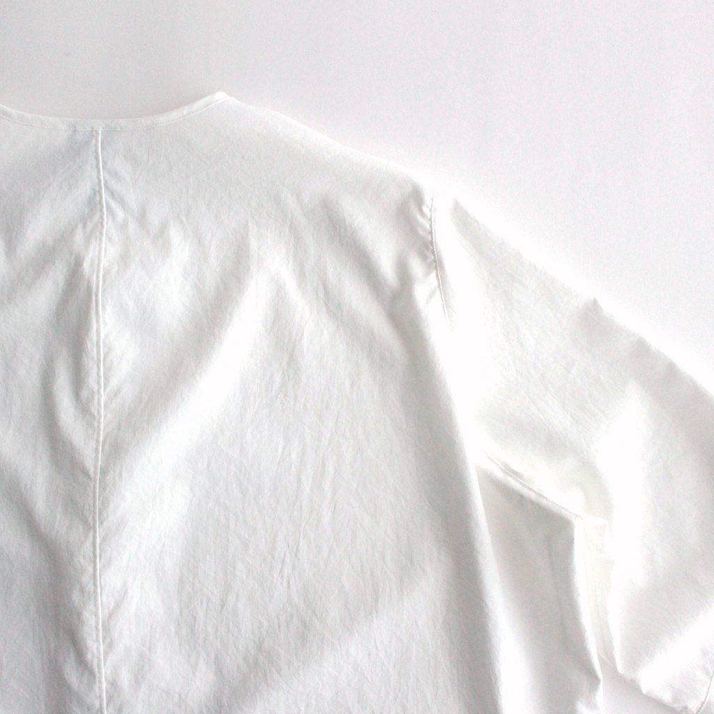 NNCSH | マットポリエステル・タイプライター ノーカラーセミワイドシャツ #OFF WHIITE [GE_NC0106SF]