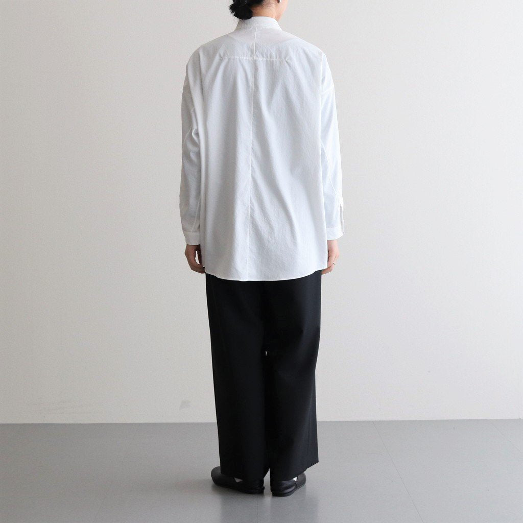NOVSH | マットポリエステル・タイプライター スモールカラーワイドシャツ #OFF WHIITE [GE_NC0104SF]